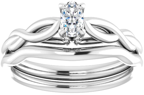 Sužadėtuvių Žiedas „Solitaire Sculptural“ 10k white gold Oval 5mm x 3mm (8)