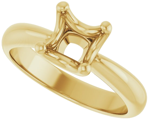 Sužadėtuvių Žiedas „Solitaire Crown-Inspired“ 14k yellow gold Cushion 6.5mm (5)