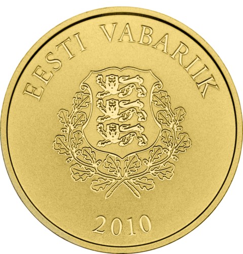 Золотая монета Эстонии 100 крон народ 2010 (2)