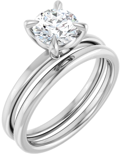 Sužadėtuvių Žiedas 14k white gold Round 6.5mm (6)