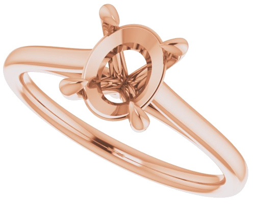 14K Rose  8x6 mm Oval Solitaire Engagement Ring Mounting (5)