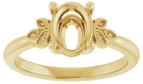 14K Yellow 8x6 mm Oval Solitaire Engagement Ring Mounting (3)
