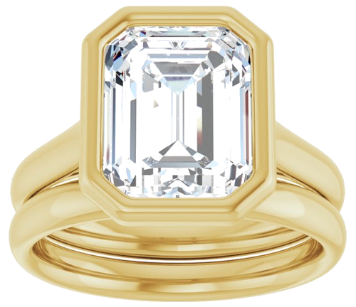Sužadėtuvių Žiedas „Bezel-Set Solitaire“ 10k yellow gold Emerald 10mm x 8mm (8)