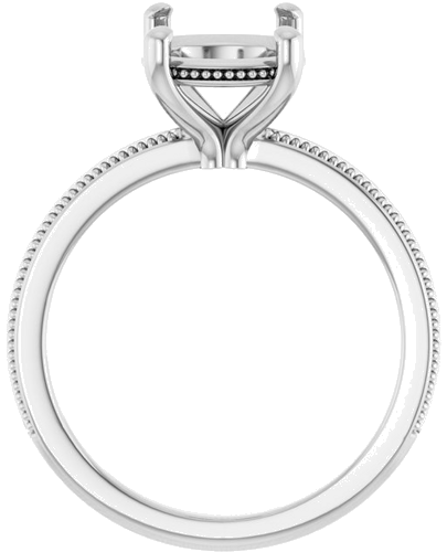 Sužadėtuvių Žiedas „Solitaire Milgrain“ 14k white gold Elongated Cushion 10mm x 8mm (2)