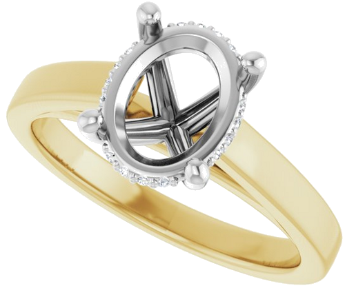 Sužadėtuvių Žiedas „Hidden Halo-Style“ 14k yellow/white gold Oval 9mm x 7mm (5)