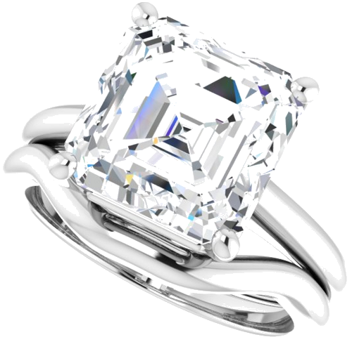 Sužadėtuvių Žiedas 585 Baltojo Aukso Asscher 10mm (10)