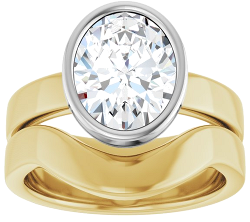 Sužadėtuvių Žiedas „Bezel-Set Solitaire“ 14k yellow/white gold Oval 10mm x 8mm (8)
