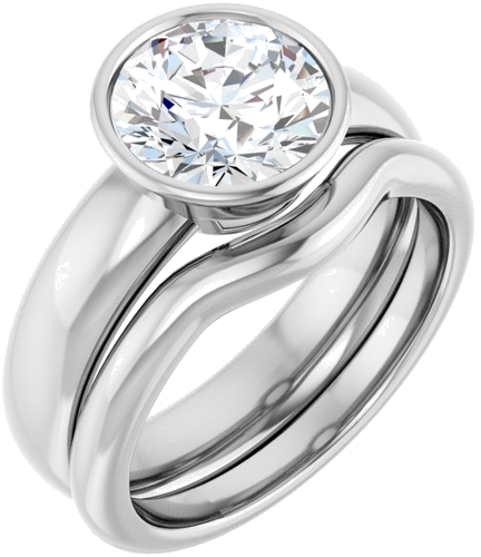 Sužadėtuvių Žiedas „Bezel-Set Solitaire“ 585 Baltojo Aukso Round 8.2mm (6)