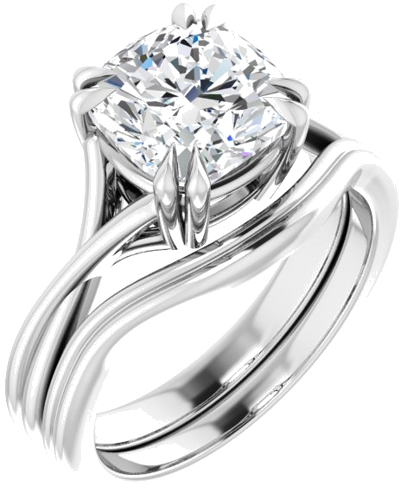 Sužadėtuvių Žiedas „Solitaire“ 585 Baltojo Aukso Cushion 8mm (6)