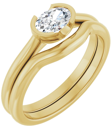 Sužadėtuvių Žiedas „Half Bezel Solitaire“ 585 Geltonojo Aukso Oval 6mm x 4mm (6)
