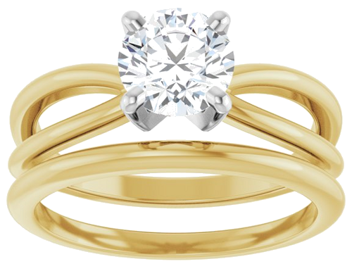 14K Yellow White 6.5 mm Round Split Shank Engagement Ring Mounting (8)