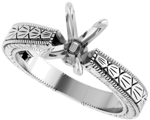 Sužadėtuvių Žiedas „Claw-Prong Solitaire Sculptural“ 14k white gold Elongated Cushion 8mm x 6mm (5)
