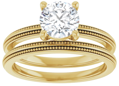 Sužadėtuvių Žiedas „Solitaire Milgrain“ 14k yellow gold Round 6.5mm (8)