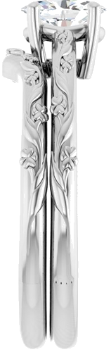 Sužadėtuvių Žiedas „Solitaire“ 14k white gold Oval 6mm x 4mm (9)