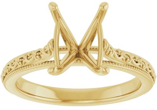 Sužadėtuvių Žiedas „Solitaire Sculptural“ 14k yellow gold Emerald 9mm x 7mm (3)