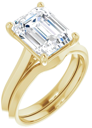 Sužadėtuvių Žiedas „Solitaire“ 585 Geltonojo Aukso Emerald 10mm x 8mm (6)