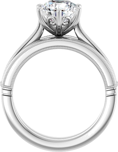 Sužadėtuvių Žiedas „Solitaire“ 585 Baltojo Aukso Round 8mm (7)