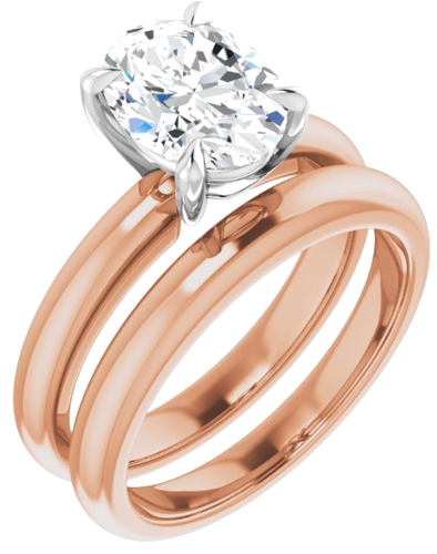 14K Rose White 9x7 mm Oval Solitaire Engagement Ring Mounting (6)