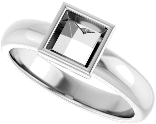 Sužadėtuvių Žiedas „Bezel-Set Solitaire“ 14k white gold Square 5mm (5)