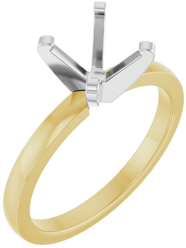 14K Yellow White 7.3-7.7 mm Round Solitaire Engagement Ring Mounting (1)