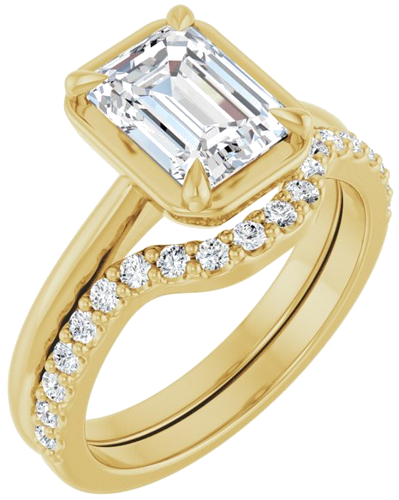Sužadėtuvių Žiedas „Claw-Prong Solitaire Bezel-Style“ 14k yellow gold Emerald 8mm x 6mm (6)