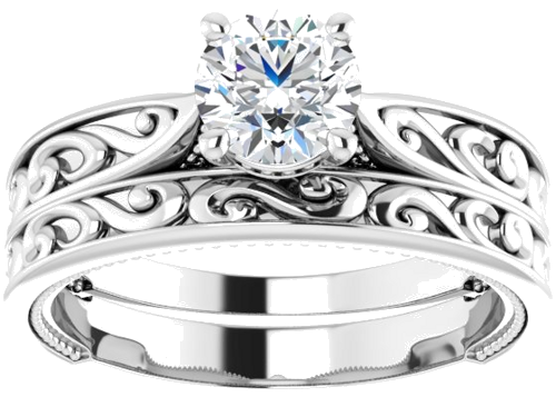 Sužadėtuvių Žiedas „Vintage-Inspired Solitaire“ 585 Baltojo Aukso Round 5.8mm (8)