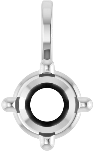 14K White 4 mm Round 4-Prong Basket Solitaire 18  Necklace (1)