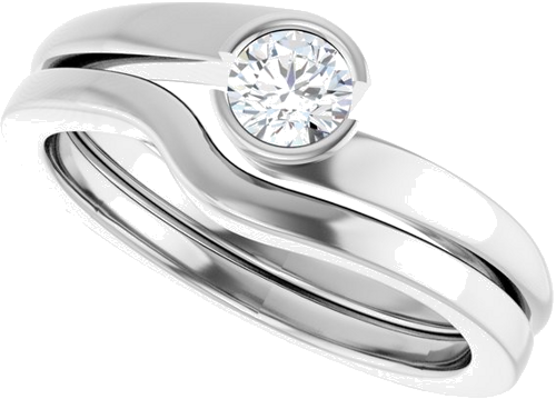 Sužadėtuvių Žiedas „Half-Bezel Solitaire“ 14k white gold Round 4.1mm (10)