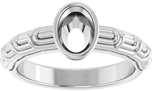 14K White 7 x 5 mm Oval Solitaire Engagement Ring Mounting (3)