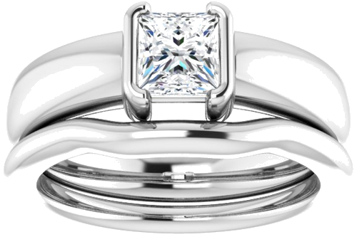 Sužadėtuvių Žiedas „Half-Bezel Solitaire“ 14k white gold Square 5mm (8)