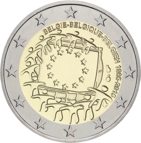 2015 Бельгия Европейский флаг монета 2 евро (1)