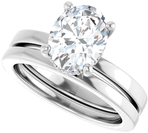 Sužadėtuvių Žiedas „Hidden Halo-Style“ 14k white gold Oval 9mm x 7mm (10)