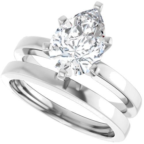 Sužadėtuvių Žiedas „Solitaire“ 14k white gold Pear 10mm x 7mm (10)