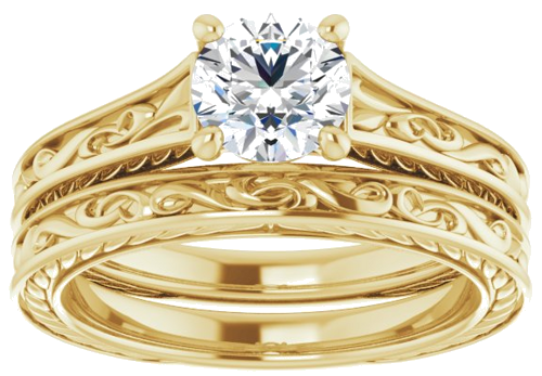 14K Yellow  6 mm Round Solitaire Engagement Ring Mounting (8)