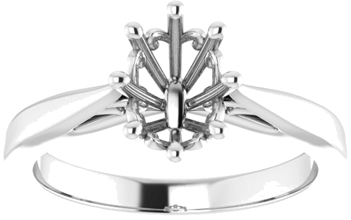 14K White 8x6 mm Oval Solitaire Engagement Ring Mounting (3)