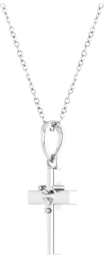Sterling Silver 3x3 mm Heart Cross 16-18  Necklace (2)