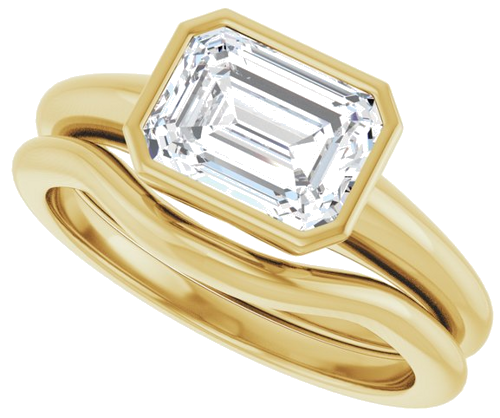 Sužadėtuvių Žiedas „Bezel-Set Solitaire“ 14k yellow gold Emerald 8mm x 6mm (10)