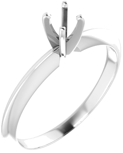 14K White 3.5-3.9 mm Round 4-Prong Light Solitaire Ring Mounting (1)