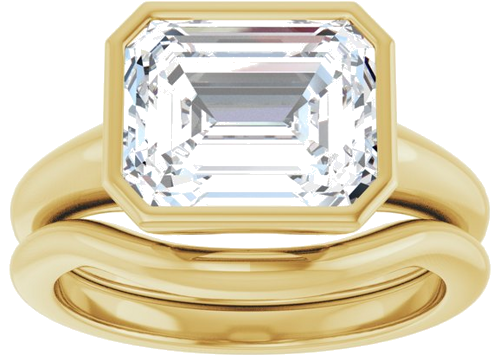 Sužadėtuvių Žiedas „Bezel-Set Solitaire“ 10k yellow gold Emerald 10mm x 8mm (8)
