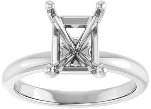 Sužadėtuvių Žiedas „Accented“ 14k white gold Emerald 9mm x 7mm (3)