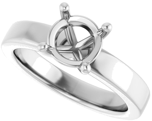 14K White 7.4 mm Round Solitaire Engagement Ring Mounting (5)
