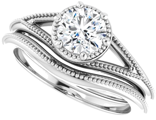 Sužadėtuvių Žiedas „Solitaire“ 14k white gold Round 5.8mm (10)