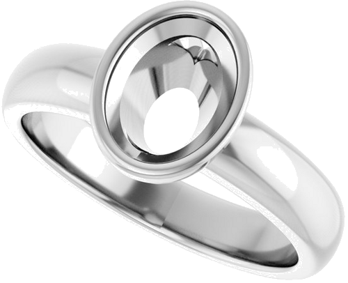 Sužadėtuvių Žiedas „Bezel-Set Solitaire“ 14k white gold Oval 8mm x 6mm (5)