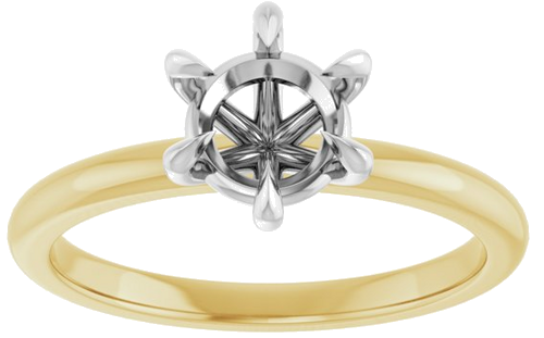 Sužadėtuvių Žiedas „Claw-Prong“ 14k yellow/white gold Round 6.5mm (3)