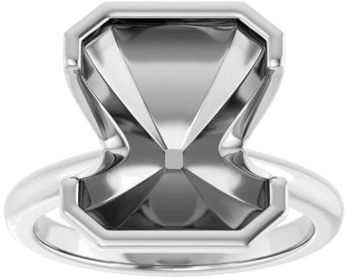 Sužadėtuvių Žiedas „Half-Bezel“ 950 Platinos Emerald 12mm x 10mm (3)