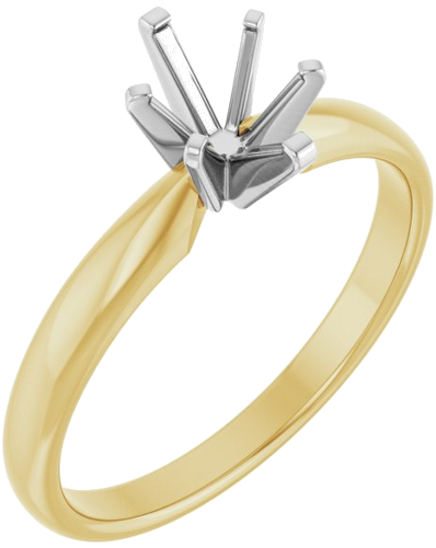 14K Yellow White 7 x 5 mm Oval Solitaire Engagement Ring Mounting (1)