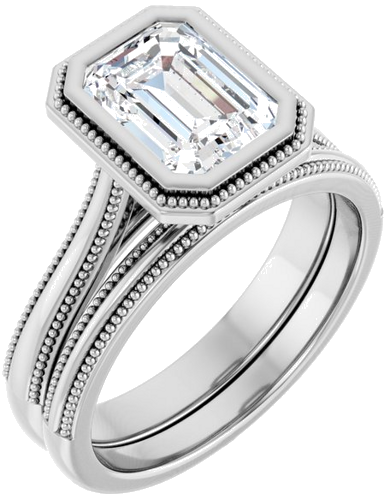 14K White 8x6 mm Emerald Solitaire Engagement Ring Mounting (6)