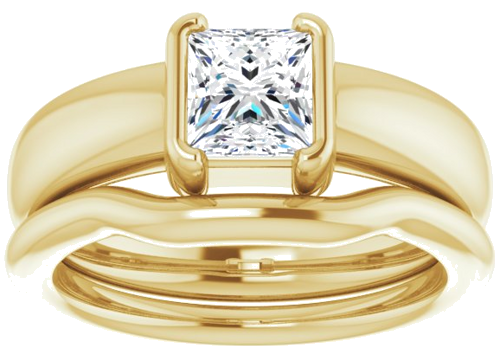Sužadėtuvių Žiedas „Half-Bezel Solitaire“ 14k yellow gold Square 5.5mm (8)