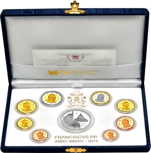 2014 Vatican Pope Francis Proof Euro coin set with 20 euro silver coin (1)