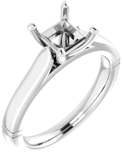 Sužadėtuvių Žiedas „Solitaire“ 585 Baltojo Aukso Square 5.5mm (1)